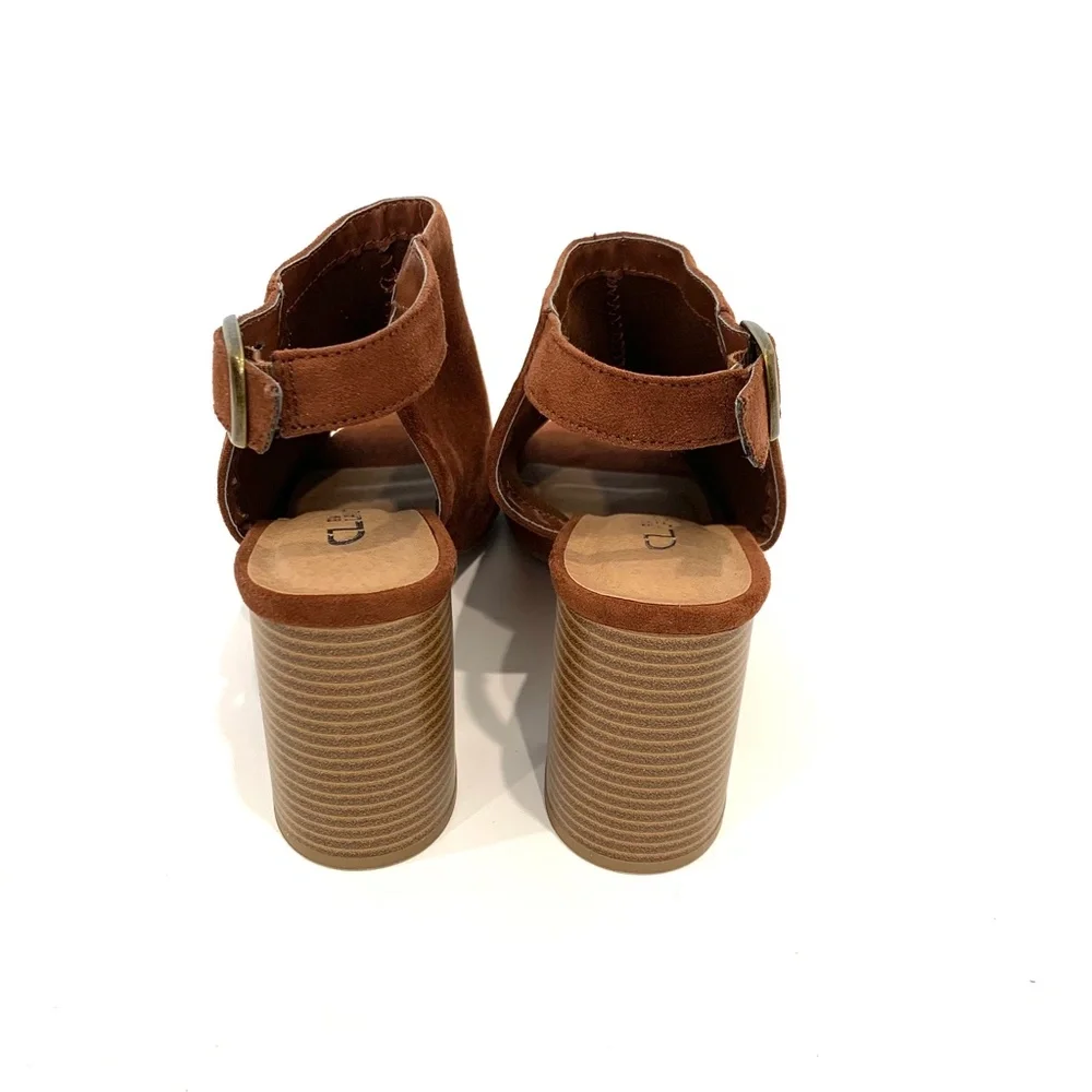 Chinese Laundry Bestie Open Toe Brown Suede Booties - Picture 8 of 10